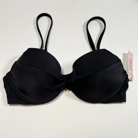 Victoria Secret 32D Twist Front Push Up Bikini Top Underwire Black - Picture 1 of 5